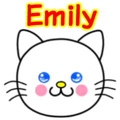 Emily name sticker(Whimsical cat)