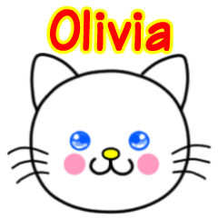 Olivia name sticker(Whimsical cat)