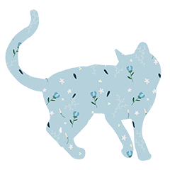Blue flowery cat