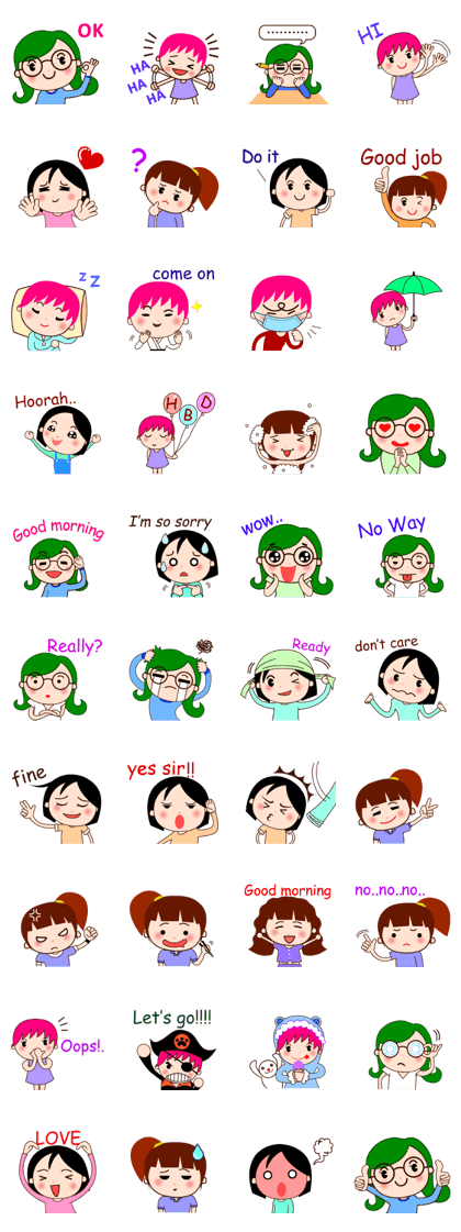 Cute Girl - fun sticker set