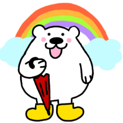 Polar bear's honorific sticker in summer