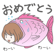 Stickers of a cute girl