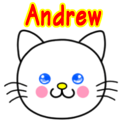 Andrew name sticker(Whimsical cat)