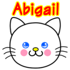 Abigail name sticker(Whimsical cat)