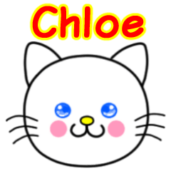 Chloe name sticker(Whimsical cat)