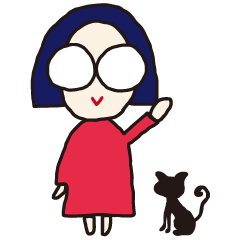 woman wearing glasses with bob and cat