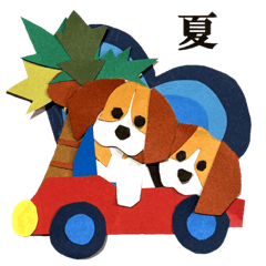 Beagle dog paper picture summer stamp
