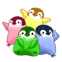 Colorful fluffy penguins
