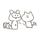 Racoon dog and Cat