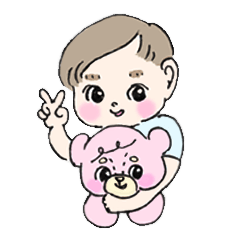 Chona with Pinky bear