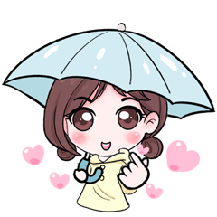 Miki little girl in the rain