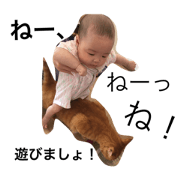 Cute baby and cat