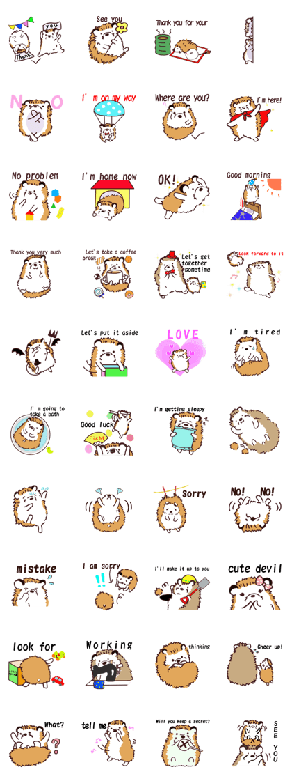 Sticker of a hedgehog usable every day