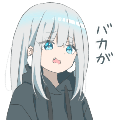 Hoodiegirl Silver Hair 2 Line Stickers Line Store