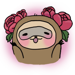 Lazy sloth with flowers