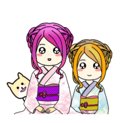 HanakoMama_Sisters in Japanese kimono
