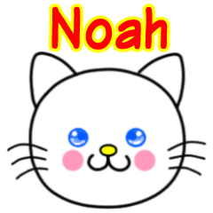 Noah name sticker(Whimsical cat)