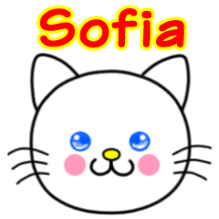 Sofia name sticker(Whimsical cat)