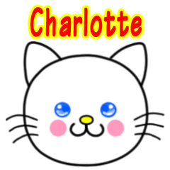 Charlotte name sticker(Whimsical cat)