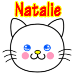 Natalie name sticker(Whimsical cat)