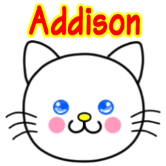 Addison name sticker(Whimsical cat)