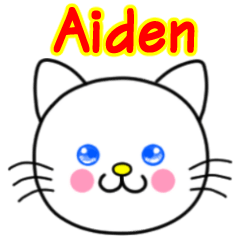 Aiden name sticker(Whimsical cat)