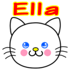 Ella name sticker(Whimsical cat)