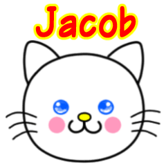 Jacob name sticker(Whimsical cat)