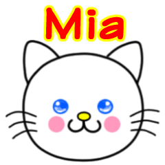 Mia name sticker(Whimsical cat)