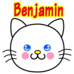 Benjamin name sticker(Whimsical cat)