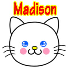 Madison name sticker(Whimsical cat)