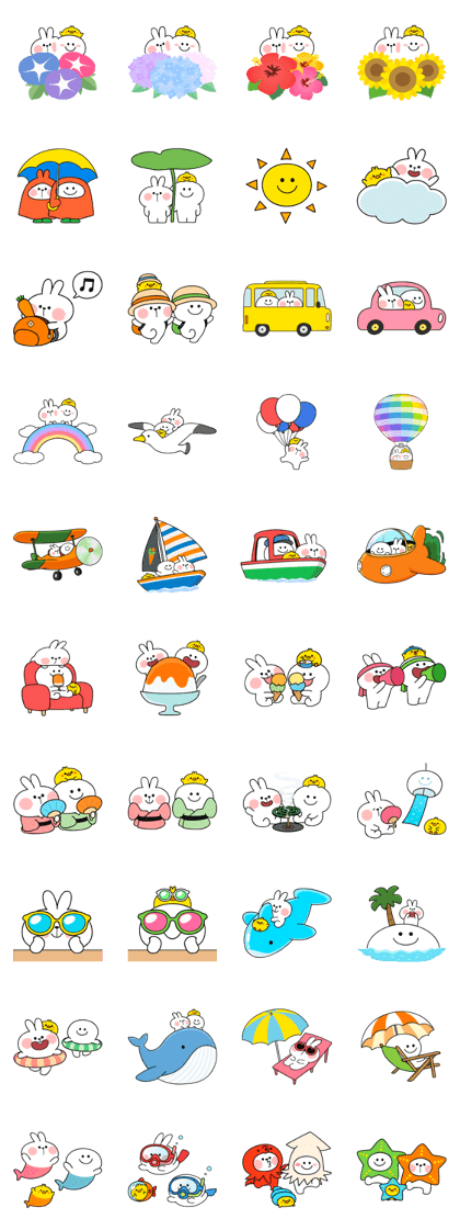 スタンプ無料GET!】 写真に貼る あまえんぼうさちゃん 夏｜ Stampick