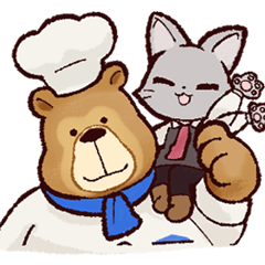 Bear and kitten sticker