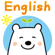 Friendly polar bear's sticker in English