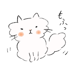Fluffy white cat sticker