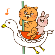 Plump cat Pon and good friend rabbit