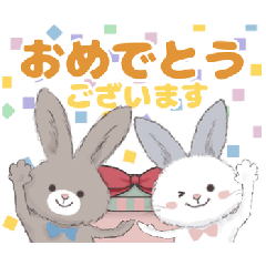 Polite greetings of cute rabbits