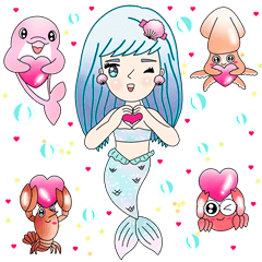 Luna Cute Mermaid and Friends