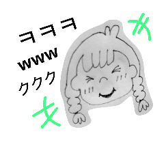 귀여운 여자 아이 스탬프 (한국어와일본어)