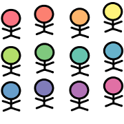 Colorful moving stick man