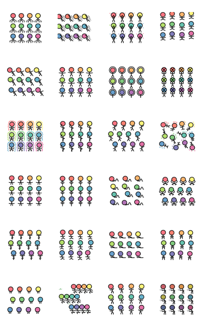 Colorful moving stick man