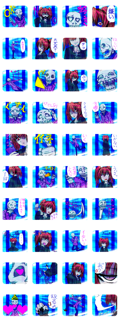 Gothic girl and skeleton host mirror