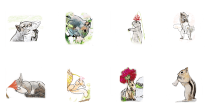 Kiss flowers squirrel