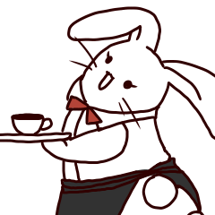 Barista rabbit working in a cafe