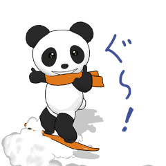Snowboarding panda