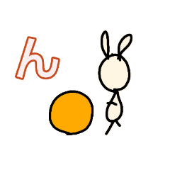 Rabbit and balance ball Hiragana 2