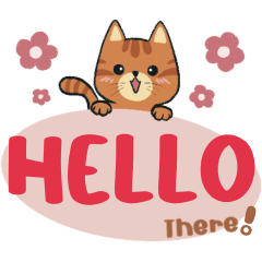 Momiji cute orange cat with big texts EN