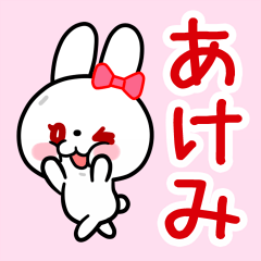 The white rabbit with ribbon "Akemi"