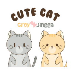 Cute Cat : Grey & Jingga