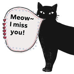 Black Cat Club English Message Stickers